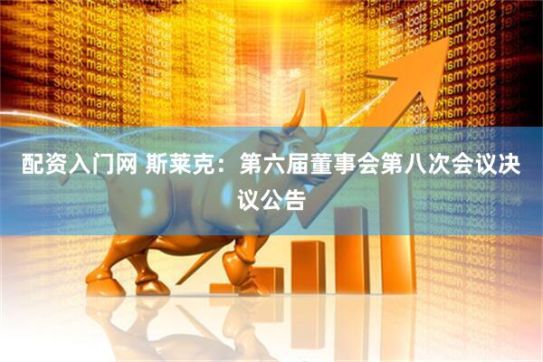 配资入门网 斯莱克：第六届董事会第八次会议决议公告